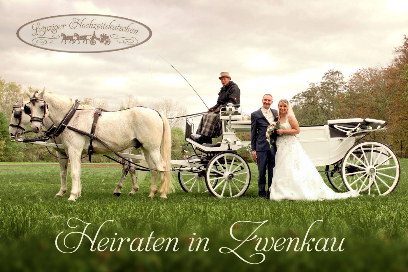 Bild: Traditionell Heiraten in Zwenkau mit weier Pferdekutsche