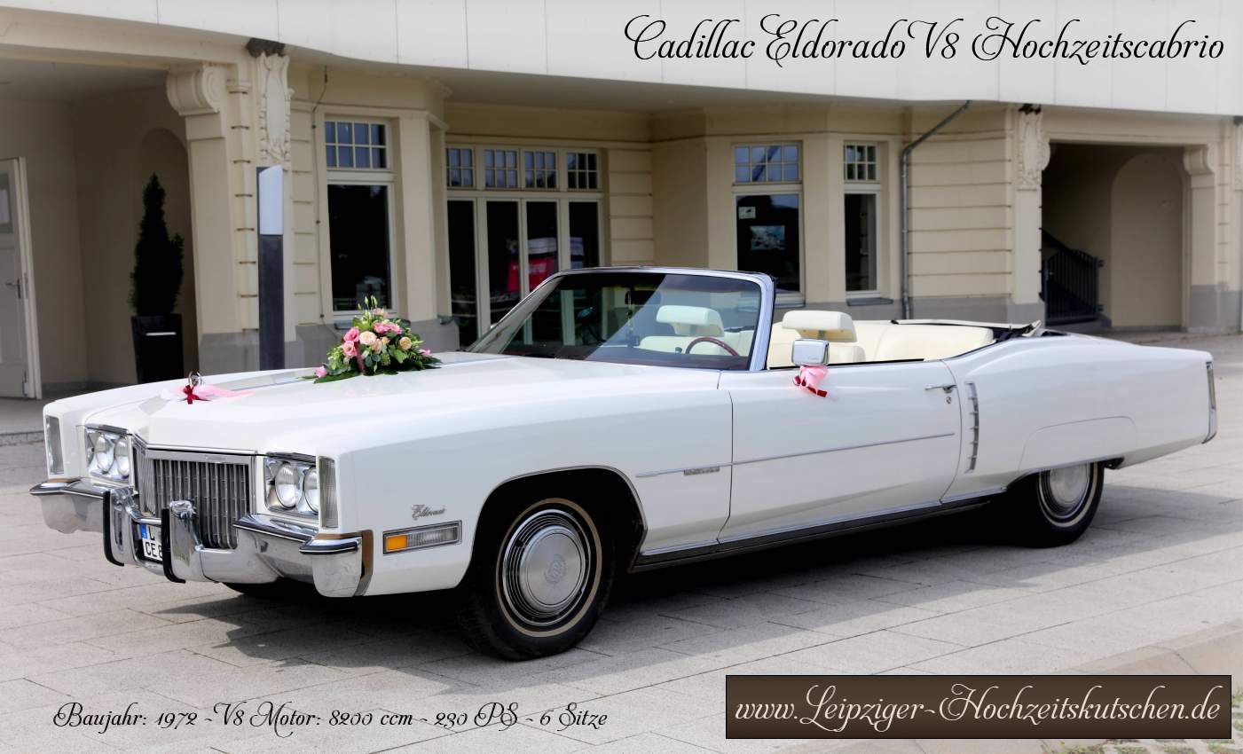 Weies Cadillac Cabrio als Hochzeitsauto in  Wurzen mieten