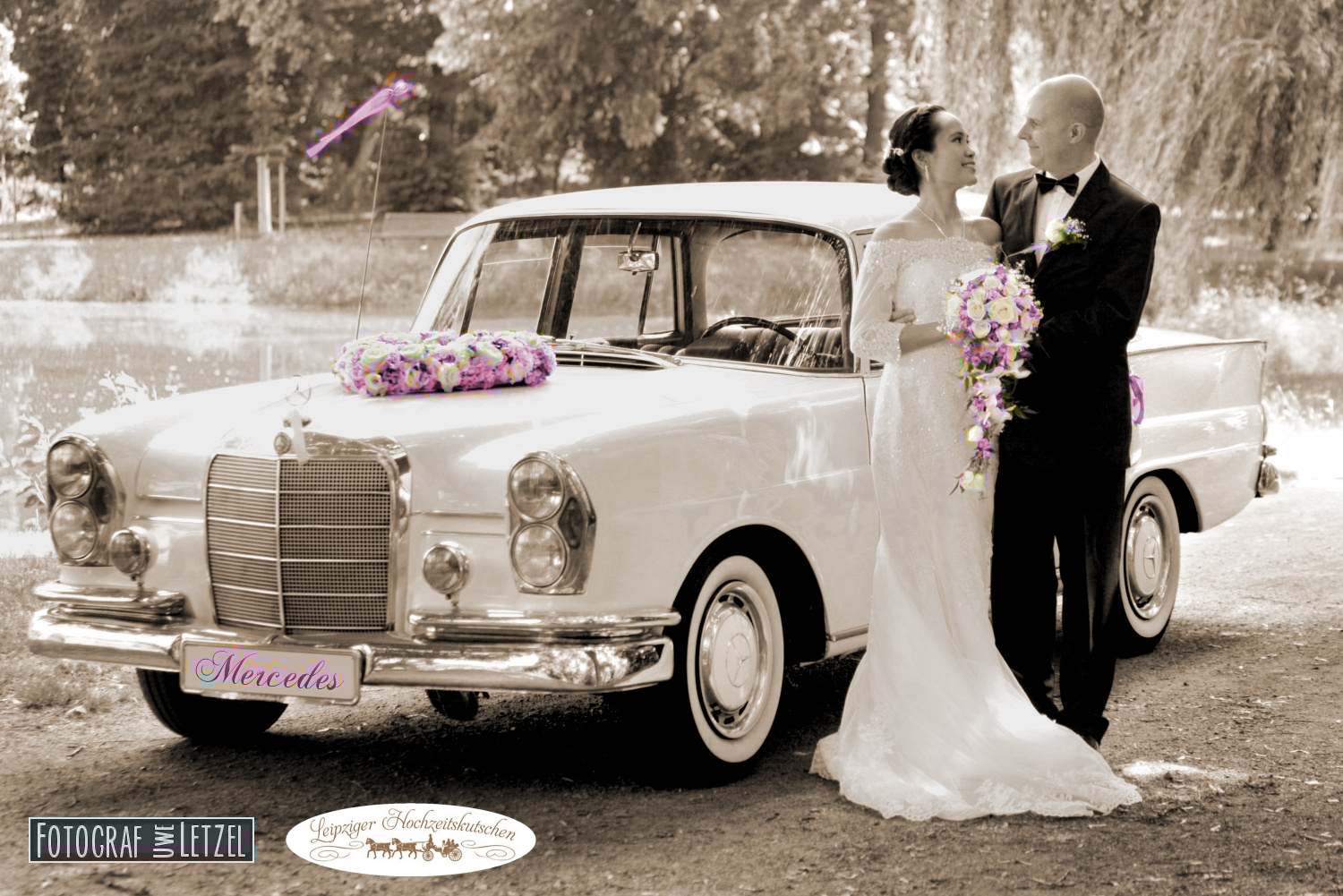 Foto: Mercedes Benz Oldtimer Hochzeitslimousine in Leipzig mieten