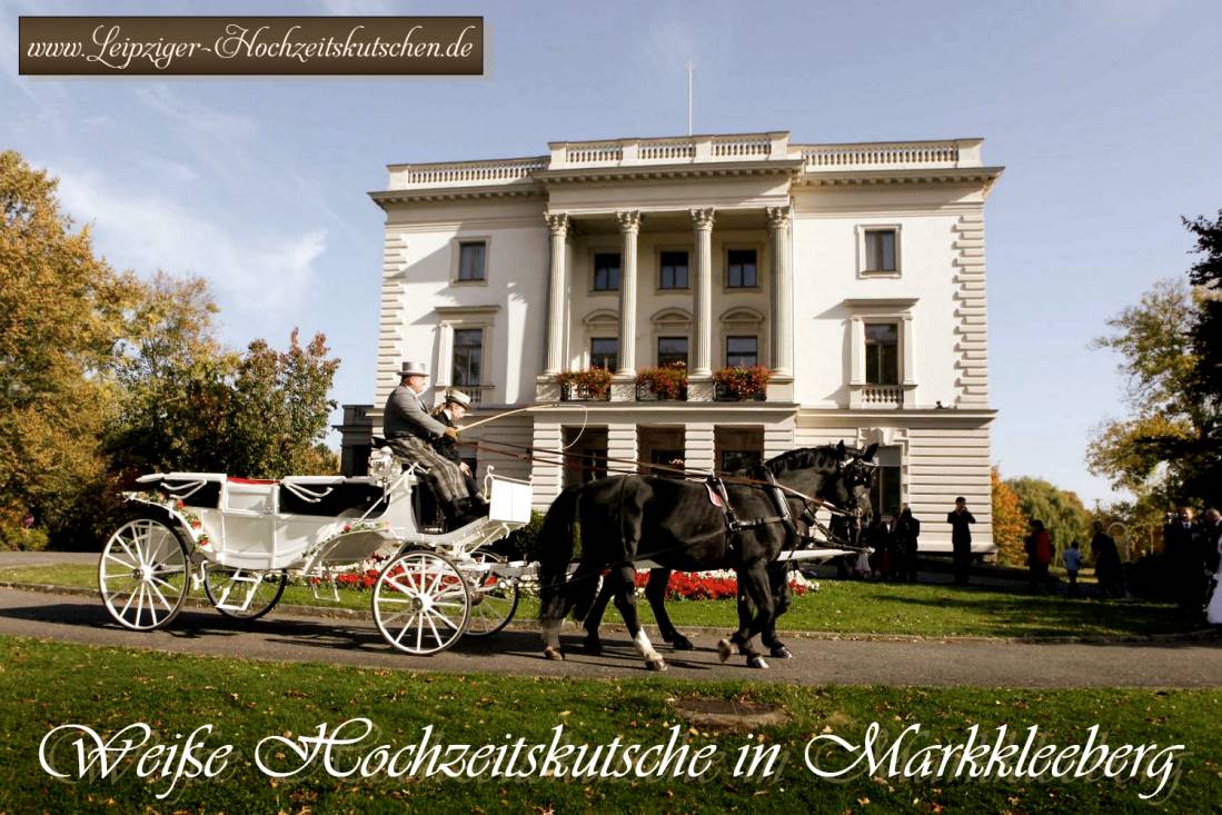 Weiße Pferdekutsche zur Hochzeit in Markkleeberg (Sachsen) mieten