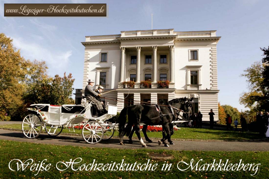 Weie Pferdekutsche zur Hochzeit in Markkleeberg (Sachsen) mieten